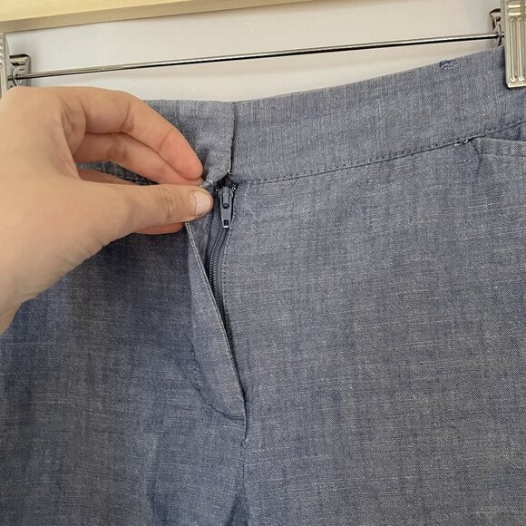 Talbots 6P perfect crop Womens Blue Chambray Pants With Side Zipper & Pockets - Picture 4 of 8